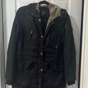a.n.a Black Utility Jacket with Faux Fur Lining